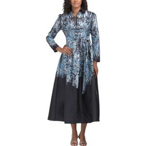 NANCY YANG Shirt Dress Gown - Black/Blue